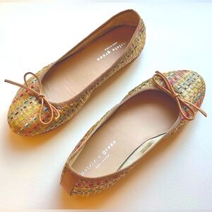 Patricia Green skim Ballerina Multi Raffia Woven Flats with Bow Accent Size 6